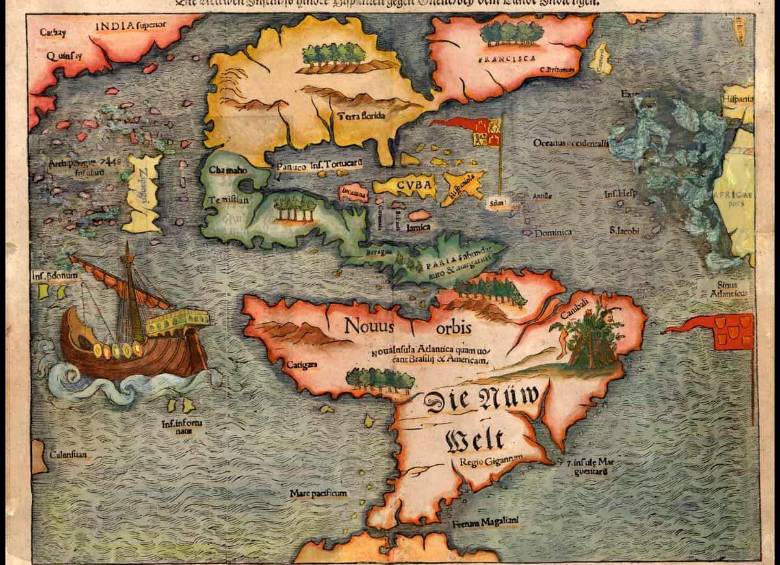 Mapa de América de Sebastian Munster publicado en 1561 que separa por continentes. FOTO Geografía infinita