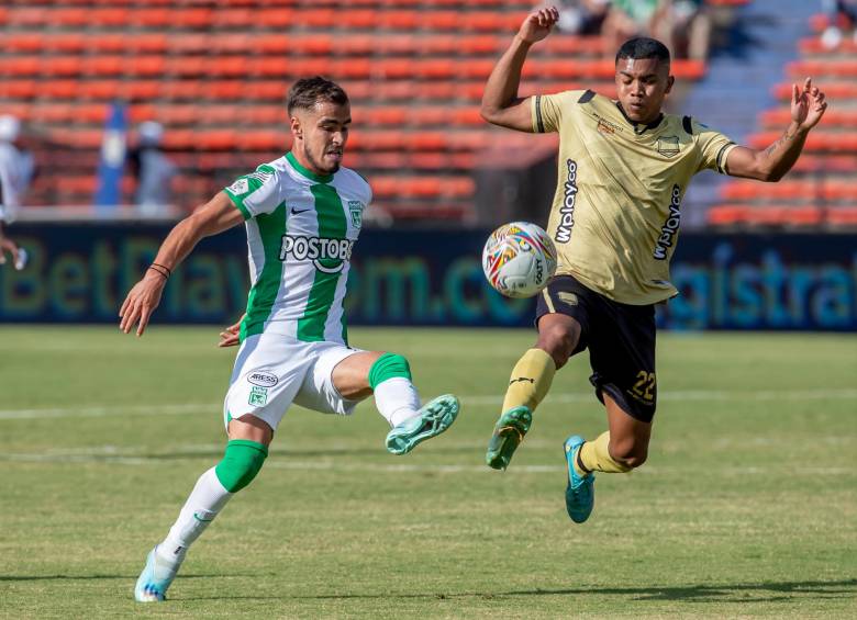 Tomás Ángel ha sido inicialista en los dos compromisos que suma Nacional en la presente Liga. Ante Caldas jugó como centrodelantero, mientras que ante Águilas lo hizo de extremo. FOTO Juan Antonio Sánchez