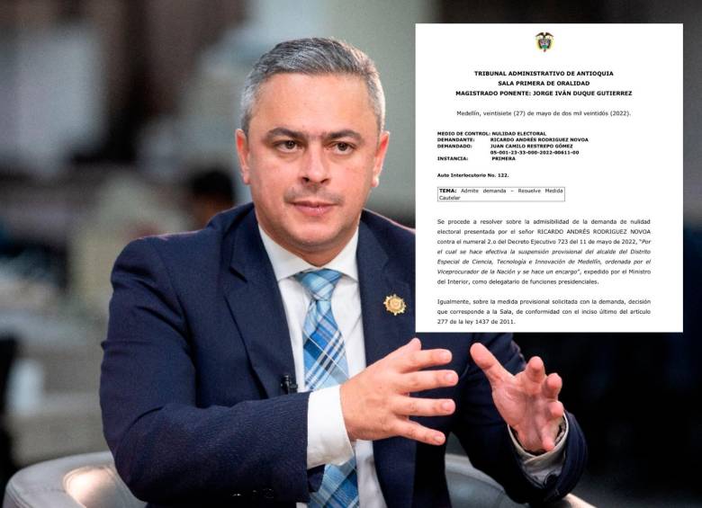La designación de Juan Camilo Restrepo Gómez como alcalde encargado de Medellín fue suspendida. FOTO: CAMILO SUÁREZ