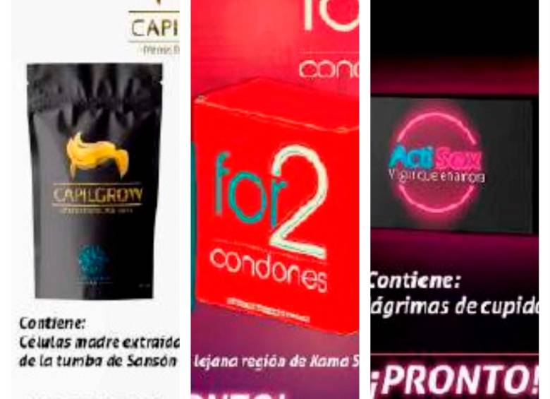 Imágenes de los productos cuya publicidad en internet es calificada como engañosa por el Invima. FOTO CORTESÍA
