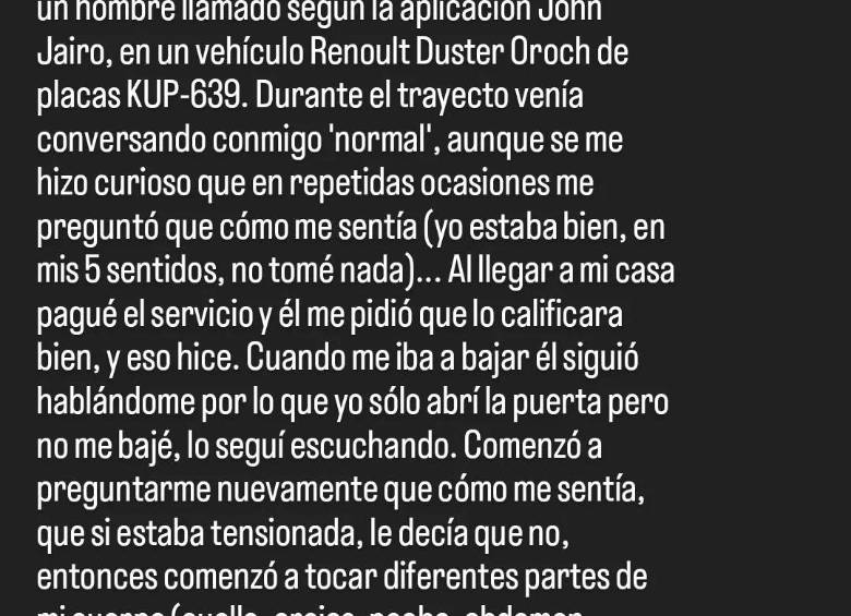 “Estás segregando un olor exquisito”: mujeres denunciaron acoso de conductor de plataforma en Medellín