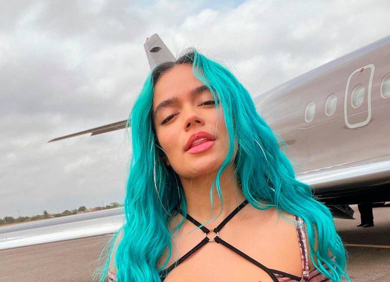 Karol G With Blue Hair