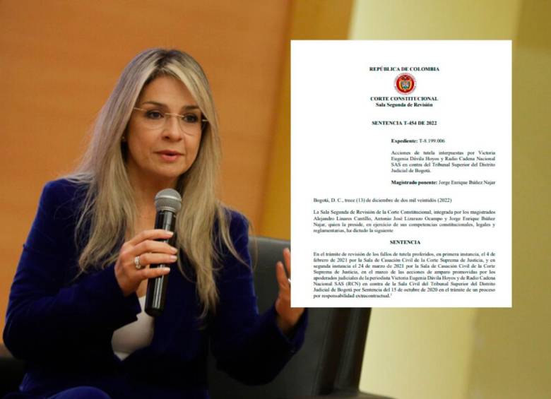 La decisión de la Corte Constitucional en favor de la periodista Vicky Dávila es del 13 de diciembre del 2022. FOTO: Colprensa