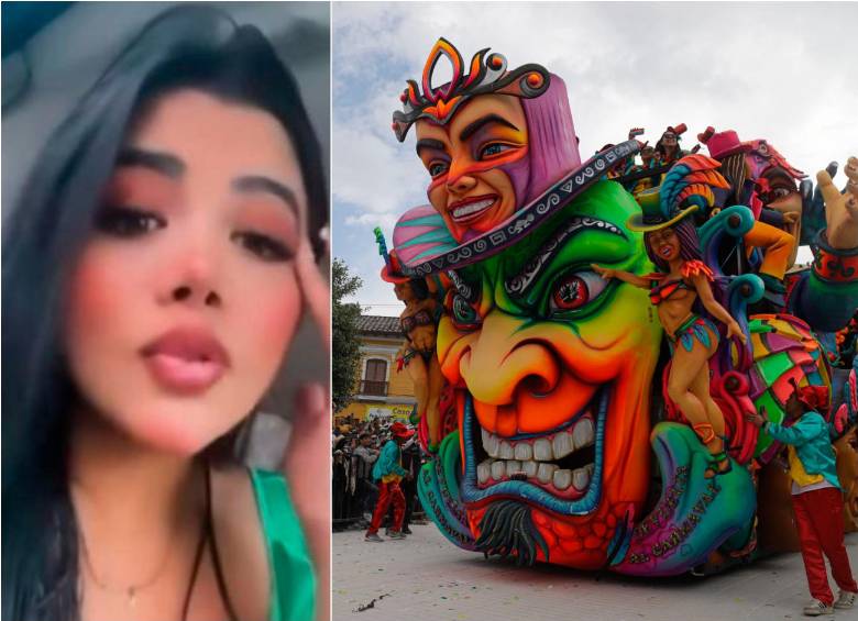 La mujer habría pagado su cupo para desfilar en una de las carrozas del Desfile Magno. FOTOS: CAPTURA DE VIDEO Y COLPRENSA