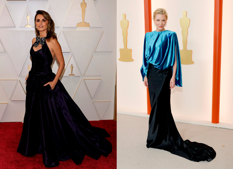 Penélope Cruz (izquierda) y Cate Blanchett (derecha) fueron de los mejores atuendos de la noche. FOTO: Redes sociales. 