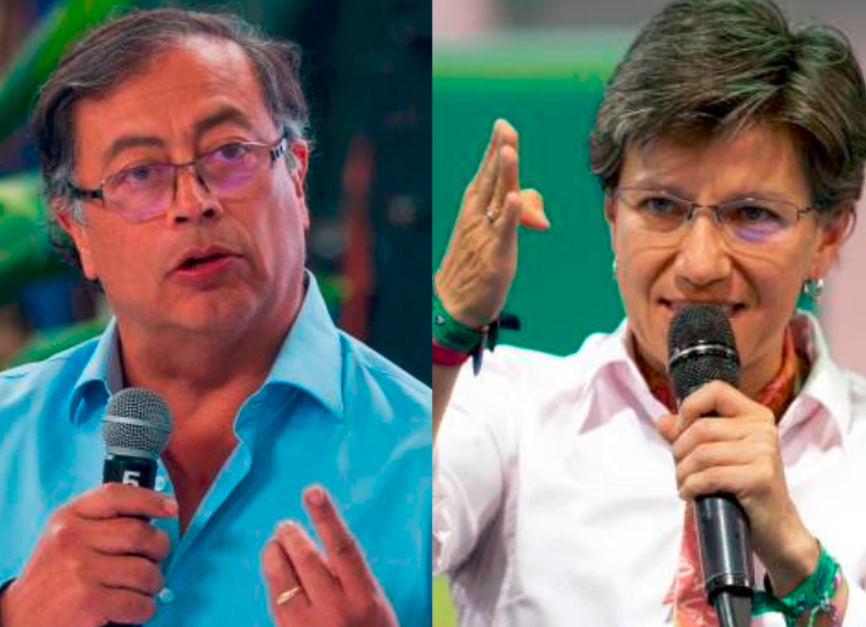 La alcaldesa de Bogotá, Claudia López, y el presidente Gustavo Petro sostienen una discusión por la construcción del metro de Bogotá. FOTO: Colprensa 
