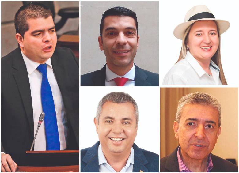 Bedoya tiene en su equipo al senador Juan Diego Echavarría y la representante María Eugenia Lopera (arriba), al diputado Hernán Torres y el concejal Fabio Rivera (abajo). FOTOS EL COLOMBIANO y Cortesía