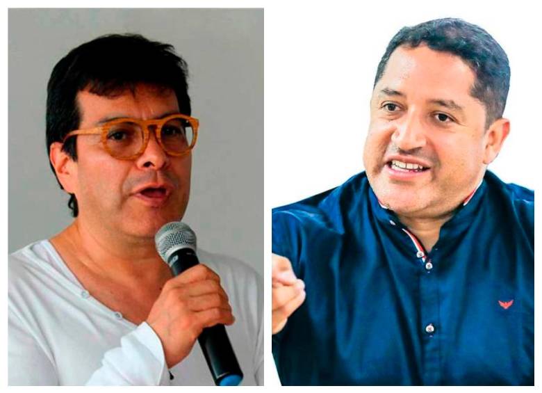 Danilo Rueda, alto comisionado para la Paz, y Álex Morales, abogado que renunció a su designación para ser facilitador de la paz total. FOTO: Archivo y cortesía 