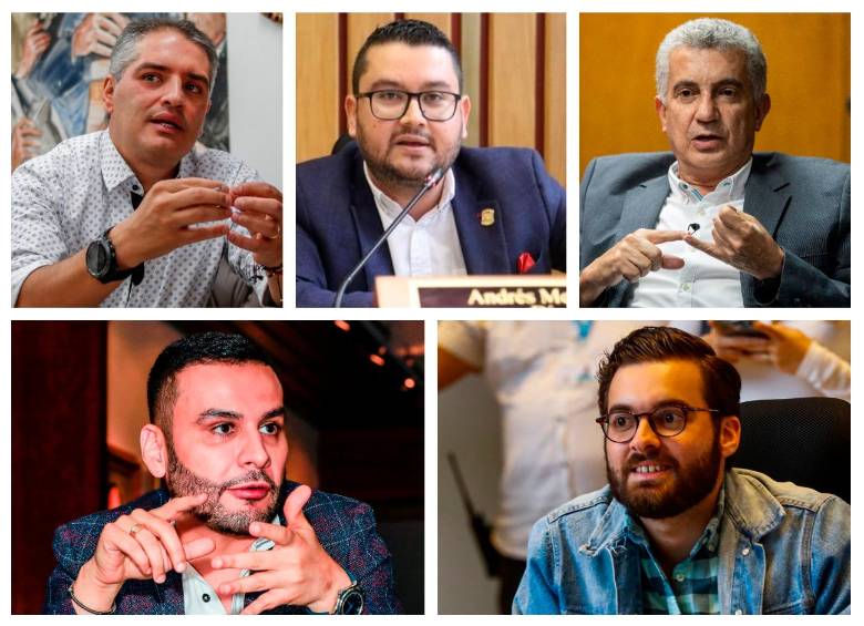 Andrés Julián Rendón, Andrés Mesa, Luis Bernardo Vélez, Lucas Cañas y Daniel Duque. FOTOS EL COLOMBIANO y Cortesía