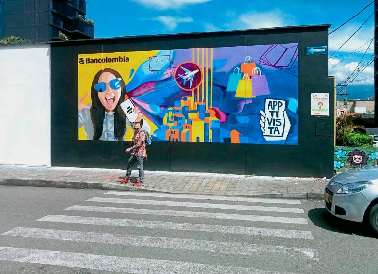 El nuevo mural es una publicidad de Bancolombia. FOTO CORTESÍA PICTOPÍA.