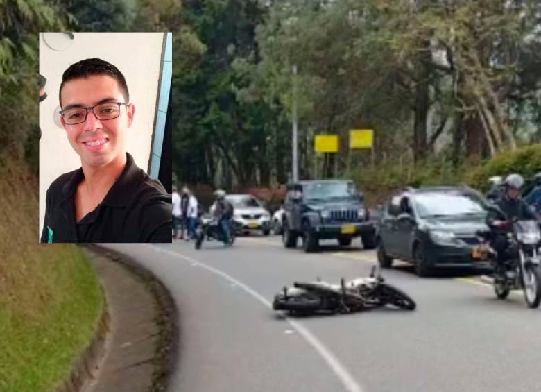 Víctor Alfonso Vargas Gutiérrez (detalle), de 27 años, falleció en el sitio y la variante a Palmas, en Rionegro, tuvo paso a un carril. FOTO: CORTESÍA