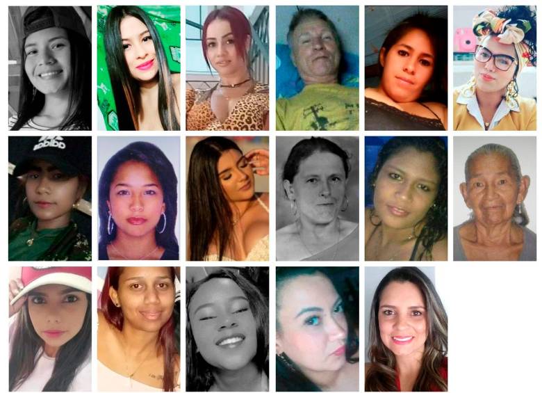 Estos son 17 de las mujeres que murieron asesinadas en el departamento. Entre ellas están las 11 del Valle de Aburrá. FOTOS: CORTESÍA