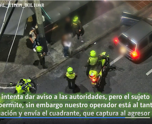 Con sistema de monitoreo realizaron el seguimiento a la víctima cuando estaba siendo agredida. Foto: captura de pantalla Alcaldía de Itagüí 