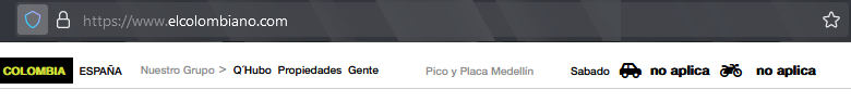 Por ejemplo, en la página web de EL COLOMBIANO se encuentra el candidato en la URL, indicando que es una página web segura y que no hay ningún tercero no autorizado en la conexión. Foto: Captura de pantalla