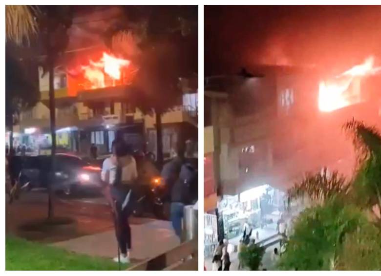 El incendio consumió un edificio ubicado en el cruce de la carrera 52 con la calle 78. FOTO: CORTESÍA DENUNCIAS ANTIOQUIA