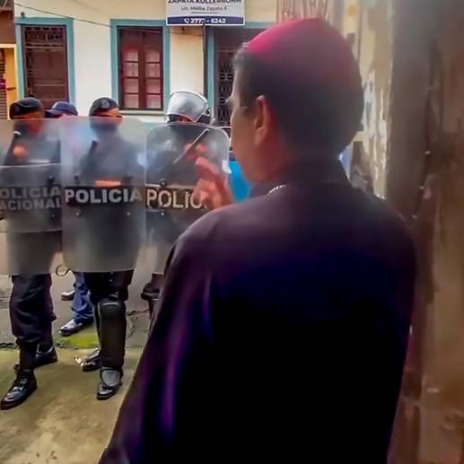 La Policía, por instrucción de Ortega, está golpeando a la iglesia católica nicaragüense en diversos frentes.<span class="mln_uppercase_mln"> FOTO:</span> <b><span class="mln_uppercase_mln">Captura de vídeo</span></b>