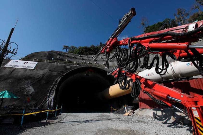Una de las bocas del túnel de Amagá, el cual se encuentra en excavación. Foto: Edwin Bustamante