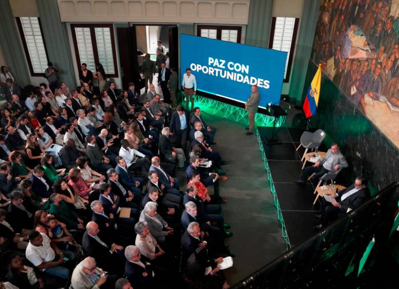 El presidente, Gustavo Petro, habló durante 23 minutos ante la Asamblea General de Afiliados de Proantioquia que se reunió en Medellín. FOTO Cortesía