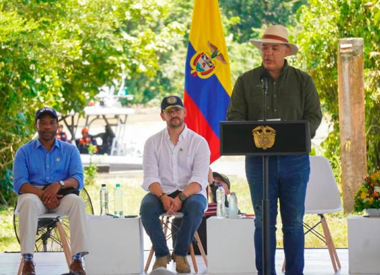 El presidente Duque participó ayer en el evento protocolario para el arranque a las obras del puerto marítimo. FOTO Cortesía