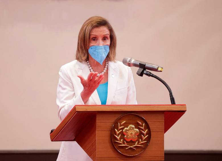 Presidenta de la Cámara de Representantes de los Estados Unidos, Nancy Pelosi, durante una conferencia de prensa en el Palacio Presidencial en Taipei, Taiwán, el 3 de agosto de 2022. FOTO: EFE