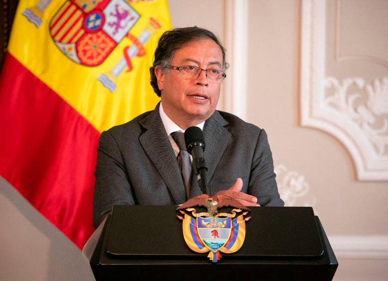 El presidente Gustavo Petro hizo este anuncio sobre la propuesta de no extraditar narcos en medio de la reunión bilateral que adelanta con su homólogo español, Pedro Sánchez. FOTO: PRESIDENCIA