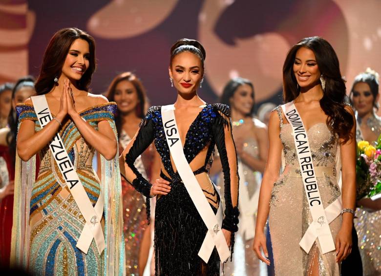 Las tres finalistas de Miss Universo 2023: Amanda Dudamel (Venezuela), R’Bonney Gabriel (Estados Unidos) y Andreína Martínez Founier (Republica Dominicana). FOTO EFE