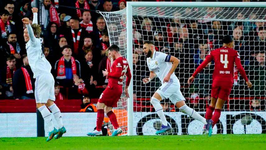 Benzema suma su tercera anotación en Champions League. FOTO TWITTER @LFC