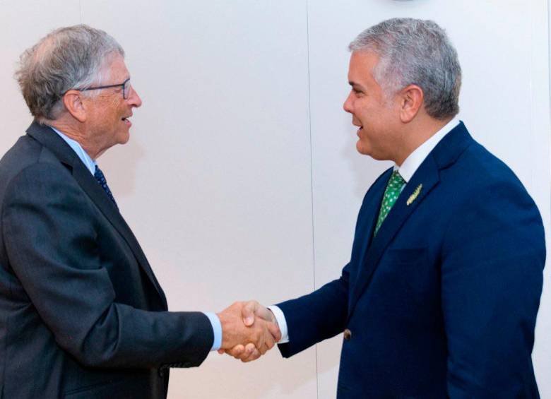 Bill Gates, y el presidente de Colombia, Iván Duque, hablaron de los avances ambientales del país. FOTO: PRESIDENCIA