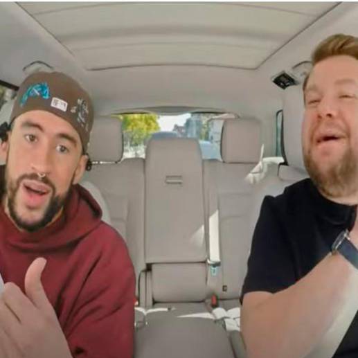 Bad Bunny estuvo en el carpool karaoke con James Corden. FOTO 