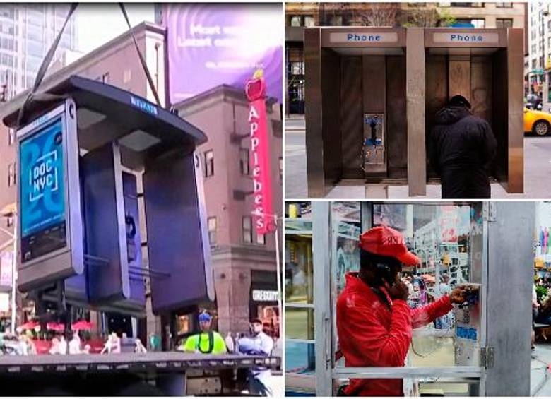 En los lugares más emblemáticos de la ciudad siempre se encontraba una cábina pública, pero a partir de 2014 empezaron a ser reemplazadas por puntos gratuitos de acceso Wi-Fi. En la imágen superior se observa el retiro de la ultima que permanecía en las calles de la ciudad. FOTOs afp - gETTY IMAGES
