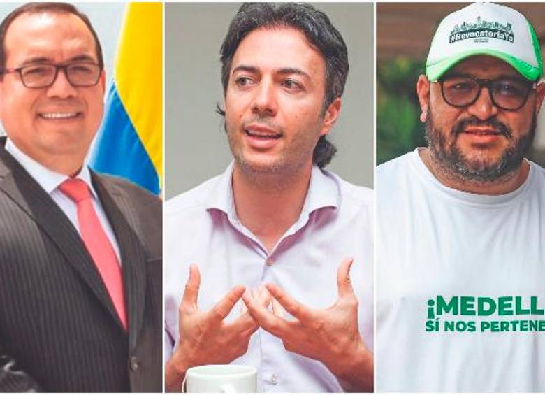 César Abreo, magistrado ponente - Daniel Quintero, alcalde de Medellín - Andrés Rodríguez, líder revocador FOTO Cortesía, Edwin Bustamante y Manuel Saldarriaga