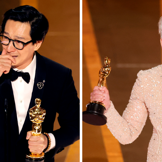 Ke Huy Quan y Jamie Lee Curtis fueron los ganadores en las categorías de actores de reparto. FOTOS Getty