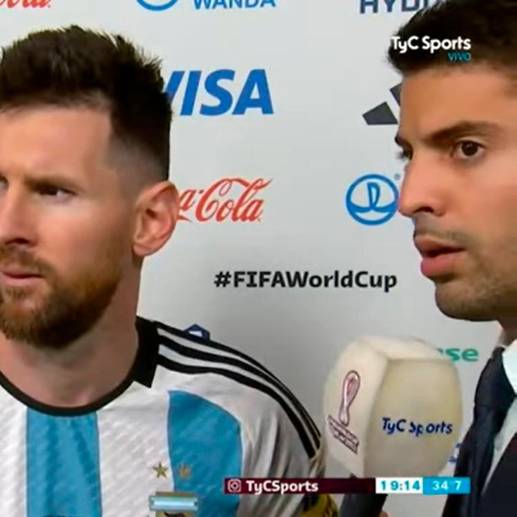 Lionel Messi, en la zona mixta, después del partido entre Argentina y Países Bajos. En ese momento lanzó la famosa frase. FOTO: CAPTURA DE PANTALLA
