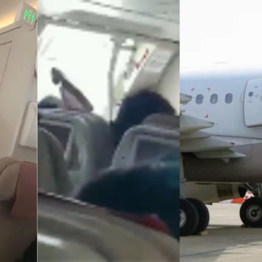 Así quedó el avión en el que ocurrió la emergencia. FOTO: CORTESÍA YONHAP NEWS AGENCY-captura de videos