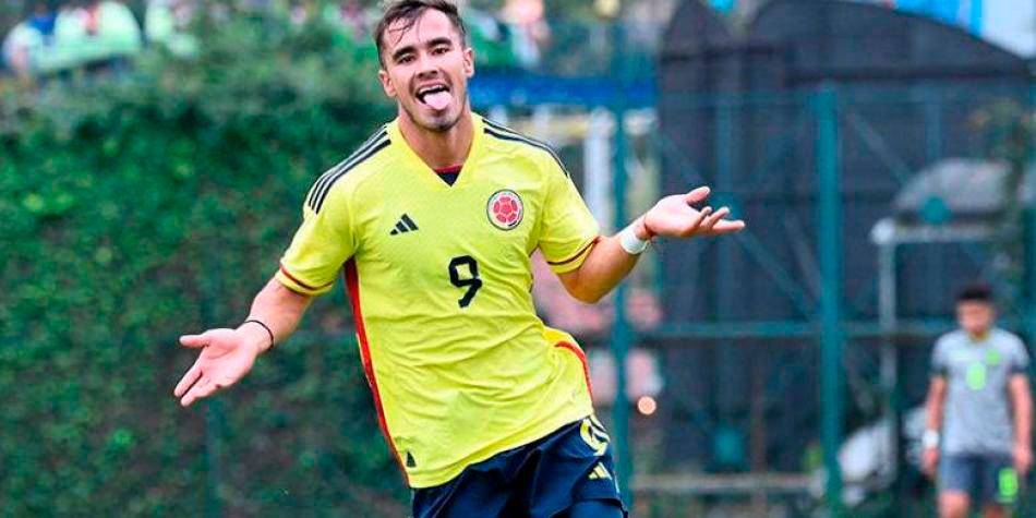Tomás Ángel jugó varios minutos en la derrota de Colombia sub-20 ante Gales (0-2) FOTO @FCFSeleccionCol