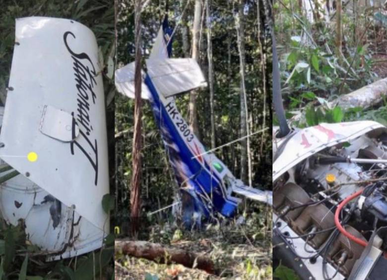 Así quedaron las partes del avión tras sufrir el fuerte impacto en la zona del Caquetá. FOTO: Informe DIACC Así quedaron las partes del avión tras sufrir el fuerte impacto en la zona del Caquetá. FOTO: Informe DIACC