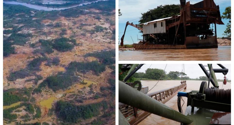 Las dragas y la maquinaria pesada de los mineros ilegales acabaron con 30.000 hectáreas en el Bajo Cauca y el Nordeste. El paisaje que dejan a su paso es desolador con piscinas de lodo sin fin. FOTOS cortesía