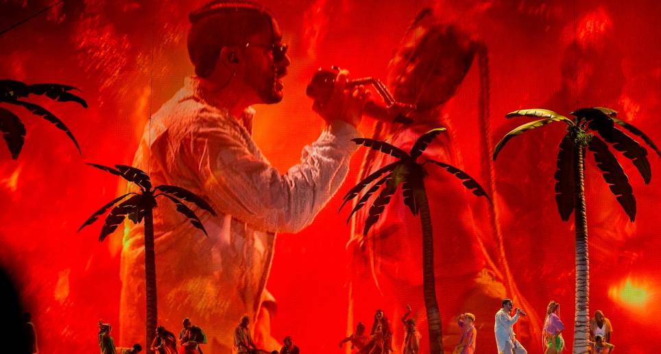 Imagen del concierto de Bad Bunny en el estadio Atanasio Girardot de Medellín. Foto: Esneyder Gutiérrez