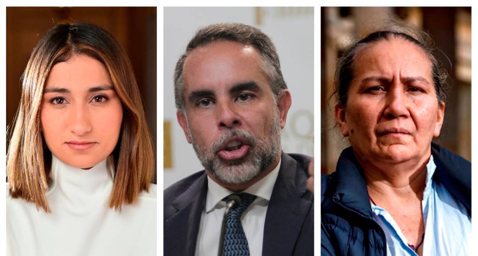 De izquierda a derecha: Laura Sarabia, jefa de gabinete de Gustavo Petro/ Armando Benedetti, embajador de Colombia en Venezuela/ Marelbys Meza Buelvas, extrabajadora de Sarabia y Benedetti. 