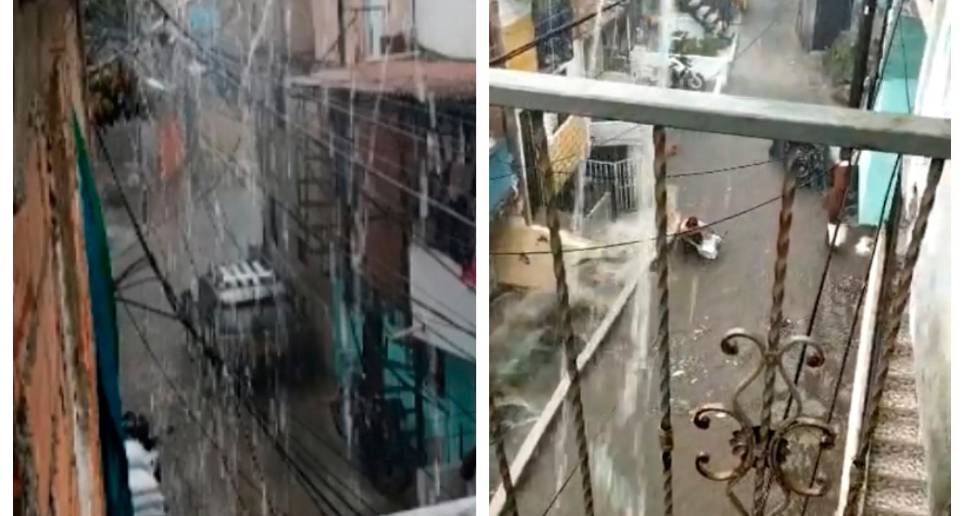 En videos ciudadanos quedaron captadas las inundaciones que afectaron al barrio Santo Domingo Savio. FOTO: CORTESÍA DENUNCIAS ANTIOQUIA