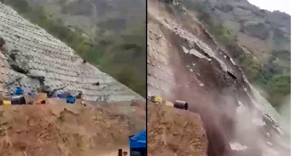 Así se registró el deslizamiento en las obras de Pacífico 1 en la tarde del domingo. FOTO: CORTESÍA
