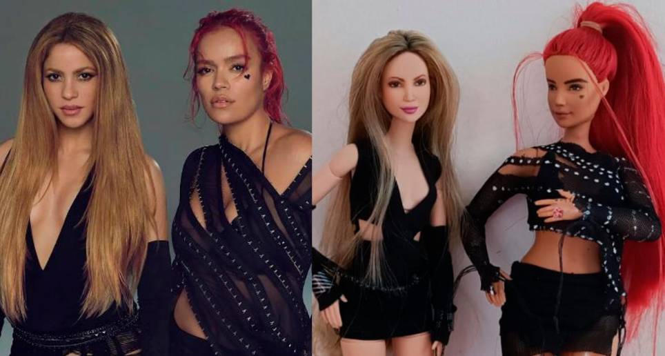 Estas son las réplicas de Shakira y Karol G en versión muñecas. FOTOS Cortesía 