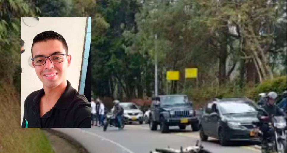 Víctor Alfonso Vargas Gutiérrez (detalle), de 26 años, falleció en el sitio y la variante a Palmas, en Rionegro, tuvo paso a un carril. FOTO: CORTESÍA