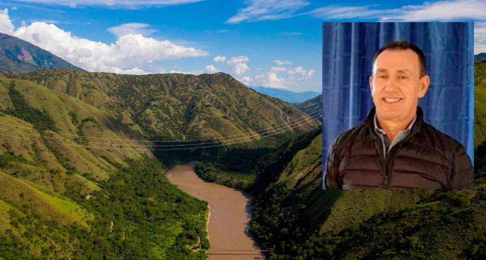 En uno de los cañones del río Cauca, en el sector El Cuatro, de Buriticá, fue encontrado el cuerpo del rector José Joaquín Campuzano Botero (foto detalle). FOTOS: ESTEBAN VANEGAS LONDOÑO Y CORTESÍA