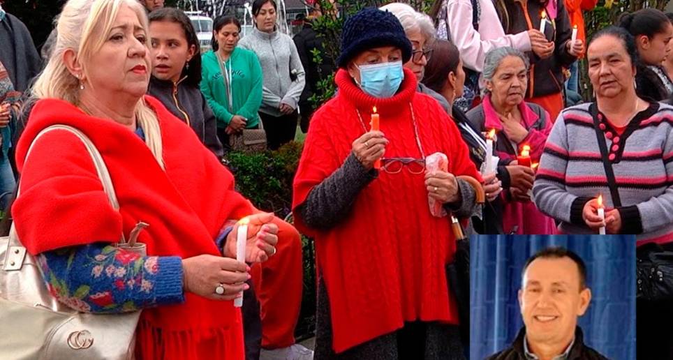 Los habitantes de La Unión clamaron con velas y oraciones por la aparición de José Joaquín Campuzano Botero (foto detalle), desaparecido desde el pasado martes. FOTO: CORTESÍA MUNDO + NOTICIAS