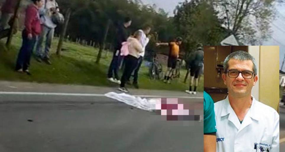 El doctor Iván Alberto Montoya Vargas (detalle), de 64 años, falleció en la vía Rionegro-La Ceja. FOTOS: CORTESÍA