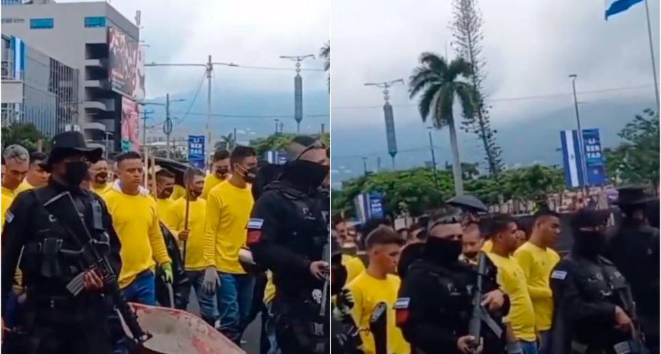 La “guerra” contra las pandillas ha dejado un sinnúmero de imágenes en El Salvador que le han dado la vuelta al mundo. FOTO: CAPTURAS DE VIDEO @eduardomenoni