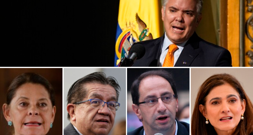 Algunos de los servidores que más sobresalieron en el gobierno de Iván Duque fueron Marta Lucía Ramírez (vicepresidenta y canciller), Fernando Ruiz (ministro de Salud), José Manuel Restrepo (ministro de Hacienda) y Ángela María Orozco (ministra de Transporte). FOTO COLPRENSA