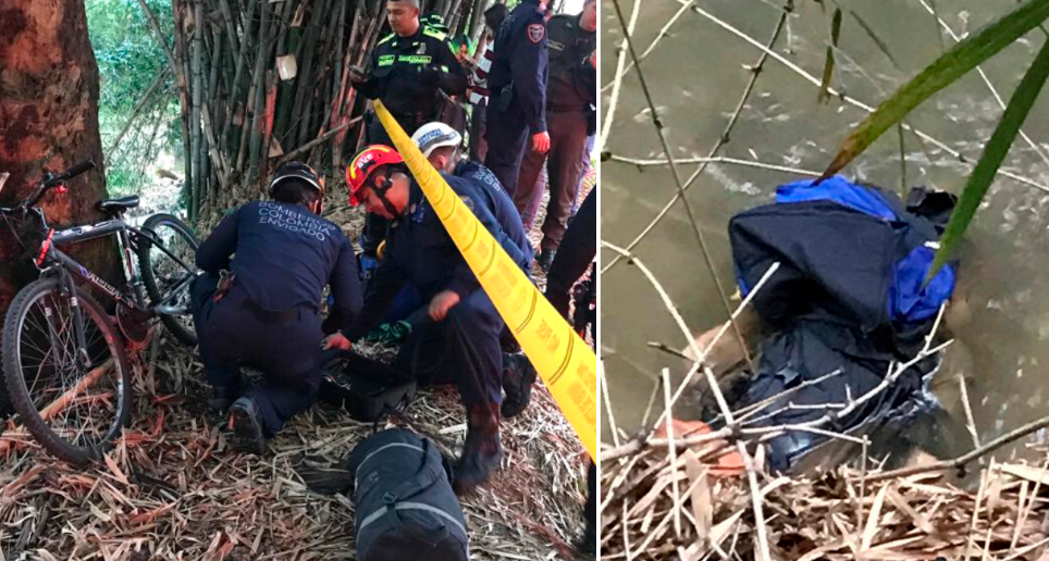 Los Bomberos de Envigado adelantaron la extracción del cuerpo sin vida y se lo entregaron a la Sijín. FOTO CORTESÍA BOMBEROS ENVIGADO