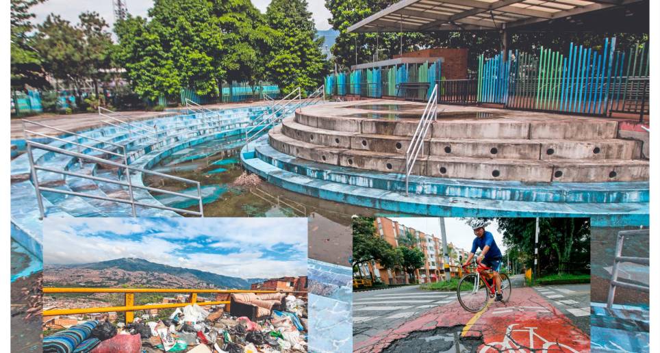 Estas son algunas de las postales de la ciudad: basueros, cclorrutas malas y escenarios deportivos deplorables. Foto: EL COLOMBIANO
